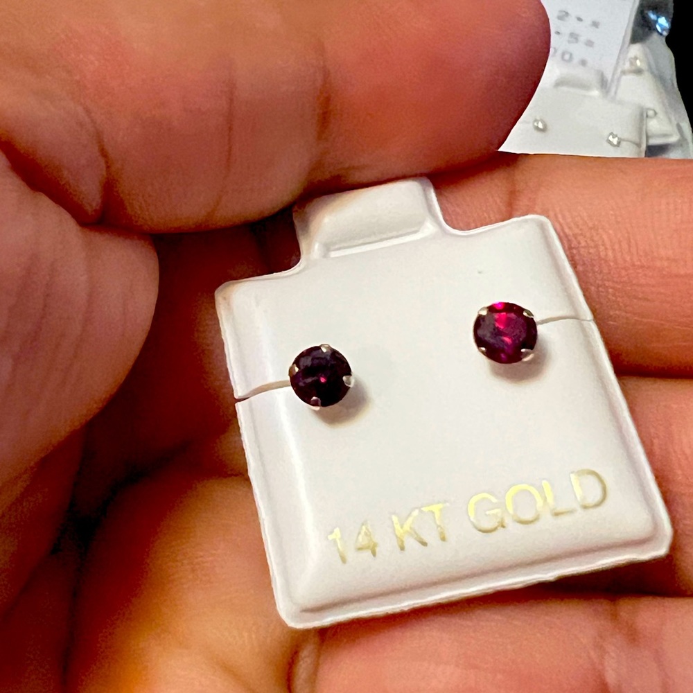 4mm 14k Round Garnet Stone Yellow Italian Gold